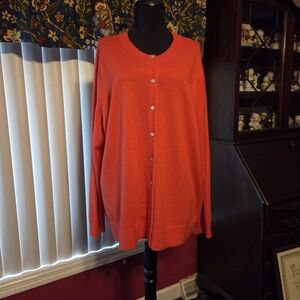 Lands' End Vibrant Orange (Salmon) Cashmere Sweater